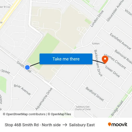 Stop 46B Smith Rd - North side to Salisbury East map