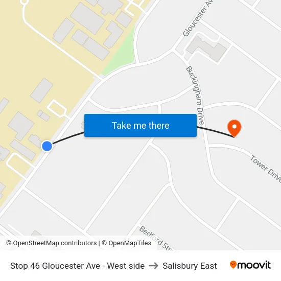 Stop 46 Gloucester Ave - West side to Salisbury East map