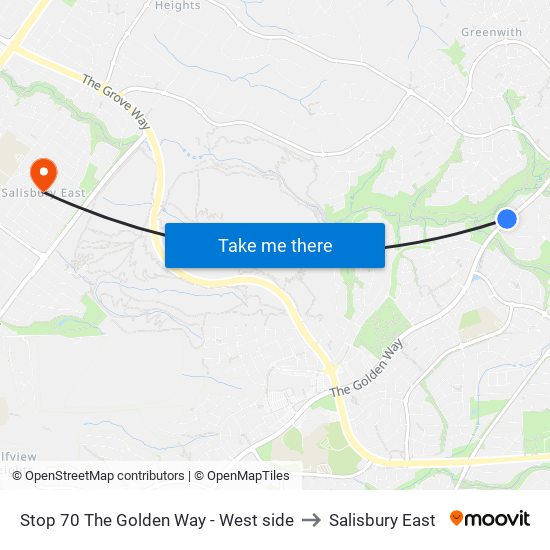 Stop 70 The Golden Way - West side to Salisbury East map