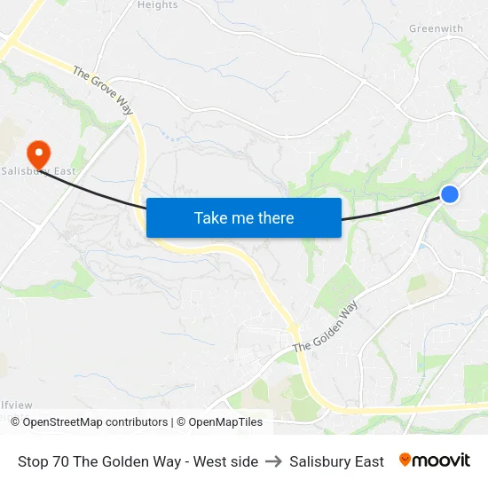 Stop 70 The Golden Way - West side to Salisbury East map