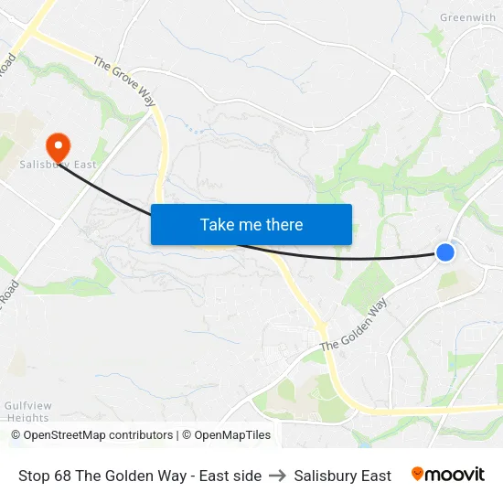 Stop 68 The Golden Way - East side to Salisbury East map