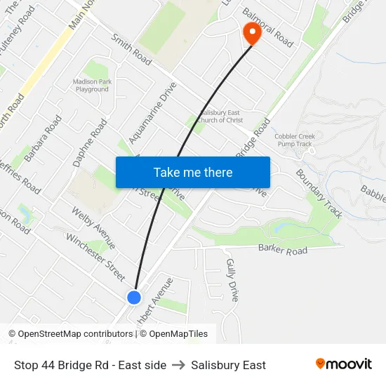 Stop 44 Bridge Rd - East side to Salisbury East map