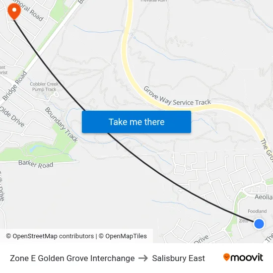 Zone E Golden Grove Interchange to Salisbury East map