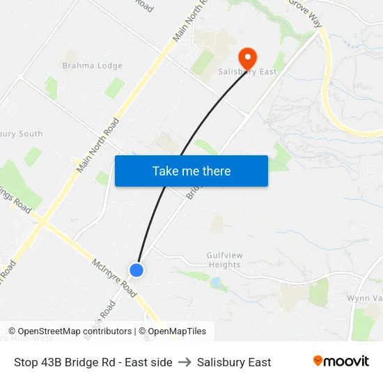 Stop 43B Bridge Rd - East side to Salisbury East map