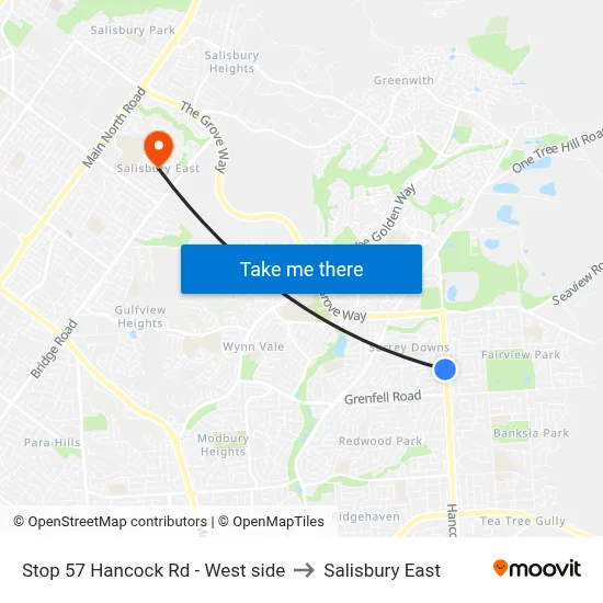 Stop 57 Hancock Rd - West side to Salisbury East map