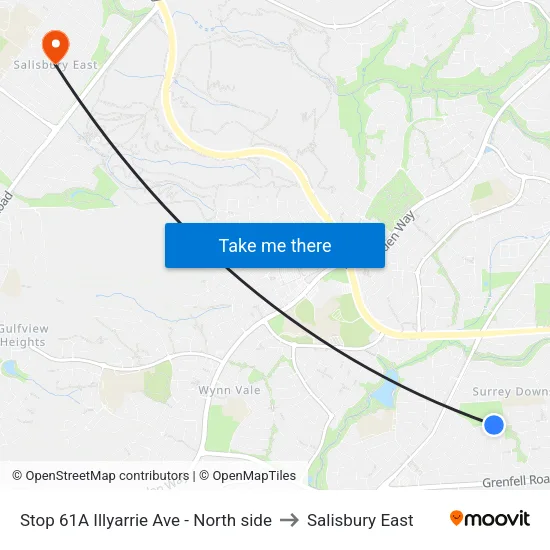 Stop 61A Illyarrie Ave - North side to Salisbury East map