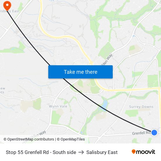 Stop 55 Grenfell Rd - South side to Salisbury East map