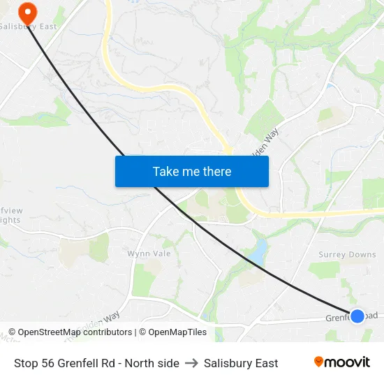 Stop 56 Grenfell Rd - North side to Salisbury East map