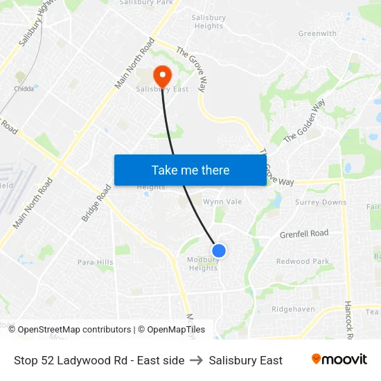 Stop 52 Ladywood Rd - East side to Salisbury East map