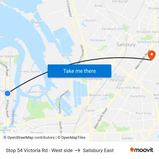 Stop 54 Victoria Rd - West side to Salisbury East map