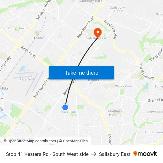 Stop 41 Kesters Rd - South West side to Salisbury East map
