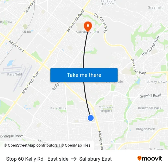 Stop 60 Kelly Rd - East side to Salisbury East map