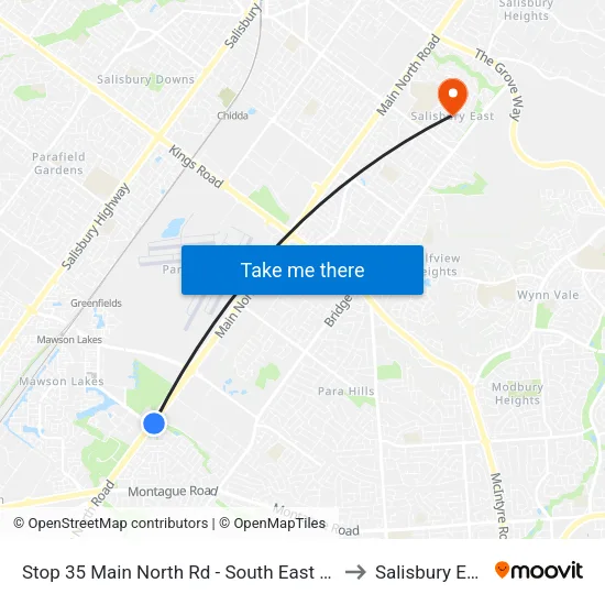 Stop 35 Main North Rd - South East side to Salisbury East map