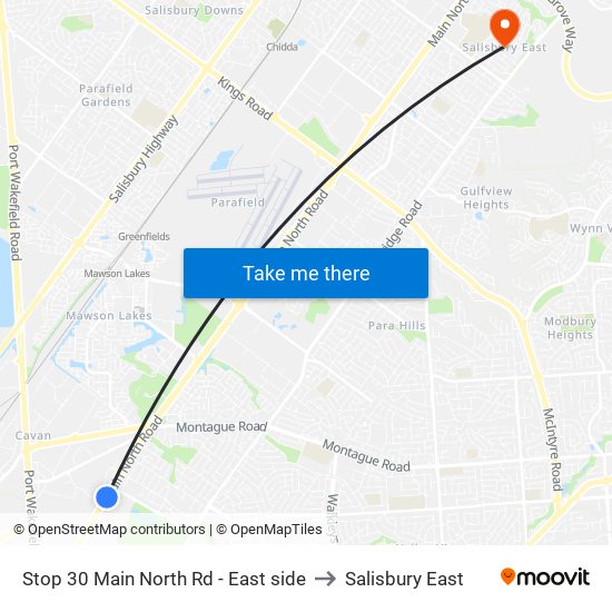 Stop 30 Main North Rd - East side to Salisbury East map