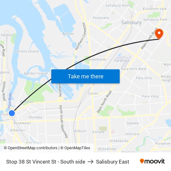 Stop 38 St Vincent St - South side to Salisbury East map