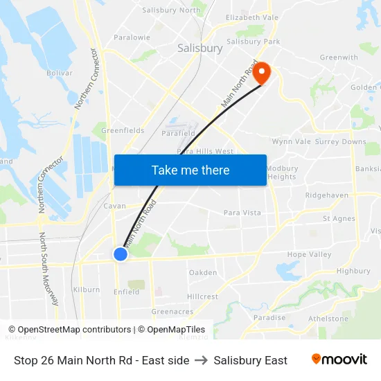 Stop 26 Main North Rd - East side to Salisbury East map