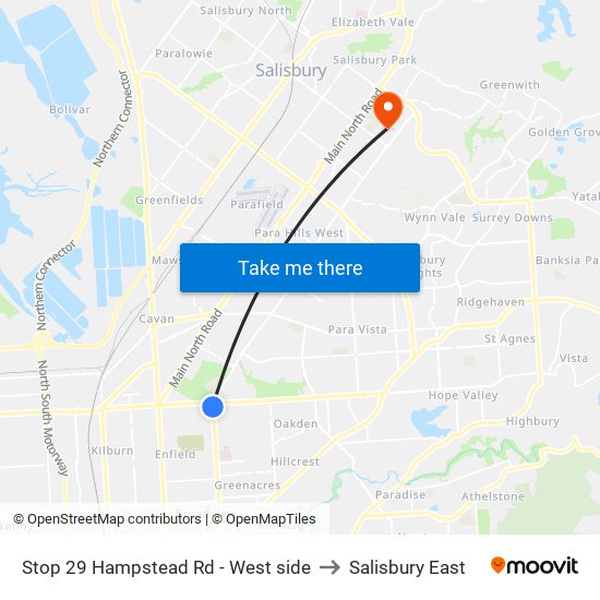 Stop 29 Hampstead Rd - West side to Salisbury East map