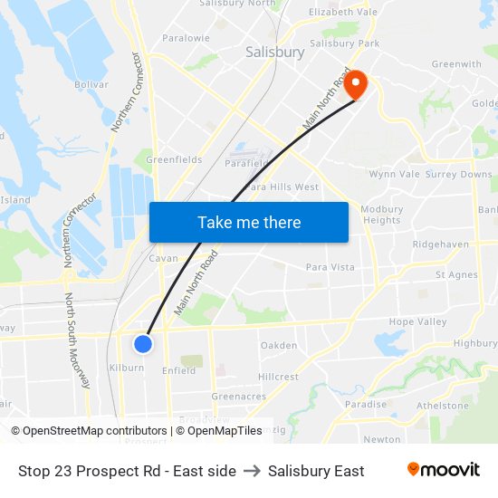 Stop 23 Prospect Rd - East side to Salisbury East map