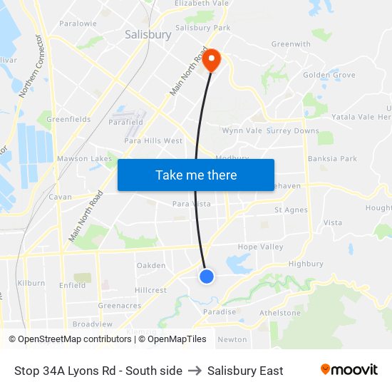 Stop 34A Lyons Rd - South side to Salisbury East map