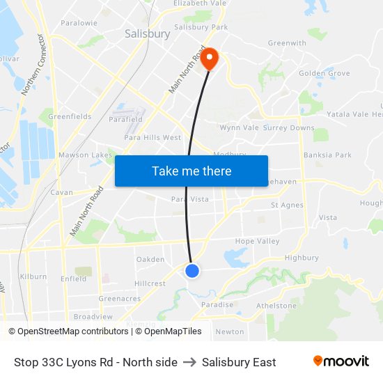 Stop 33C Lyons Rd - North side to Salisbury East map