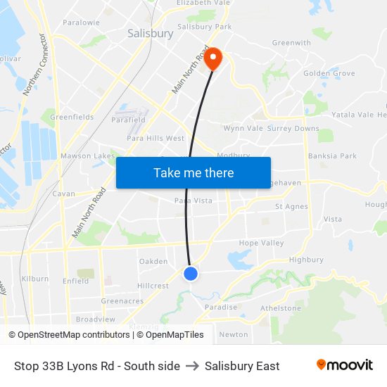 Stop 33B Lyons Rd - South side to Salisbury East map