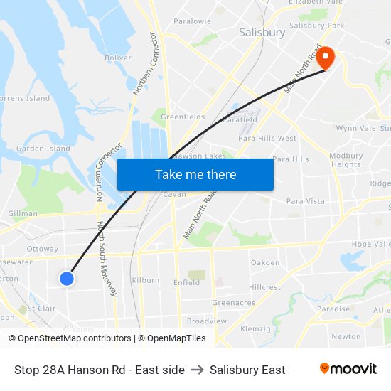 Stop 28A Hanson Rd - East side to Salisbury East map