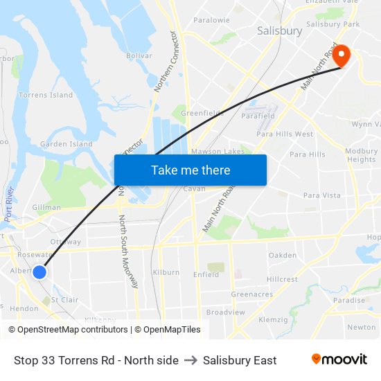 Stop 33 Torrens Rd - North side to Salisbury East map