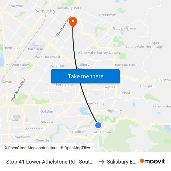 Stop 41 Lower Athelstone Rd - South side to Salisbury East map