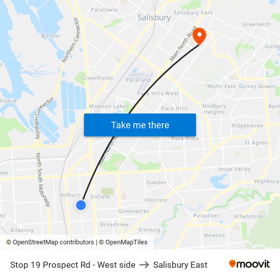 Stop 19 Prospect Rd - West side to Salisbury East map