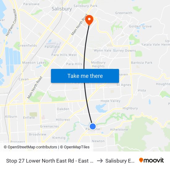 Stop 27 Lower North East Rd - East side to Salisbury East map