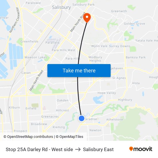 Stop 25A Darley Rd - West side to Salisbury East map