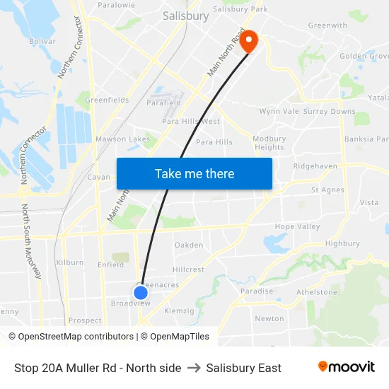 Stop 20A Muller Rd - North side to Salisbury East map