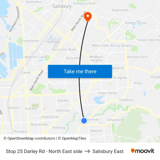 Stop 25 Darley Rd - North East side to Salisbury East map