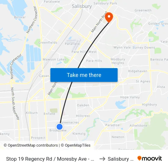 Stop 19 Regency Rd / Moresby Ave - North side to Salisbury East map