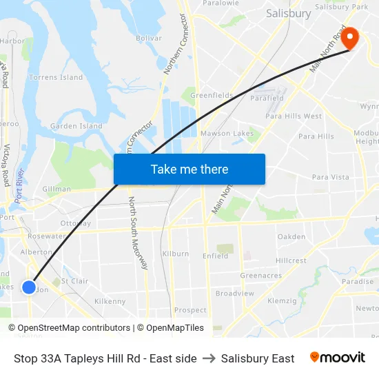 Stop 33A Tapleys Hill Rd - East side to Salisbury East map