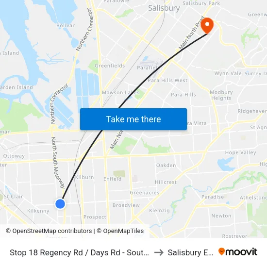 Stop 18 Regency Rd / Days Rd - South side to Salisbury East map