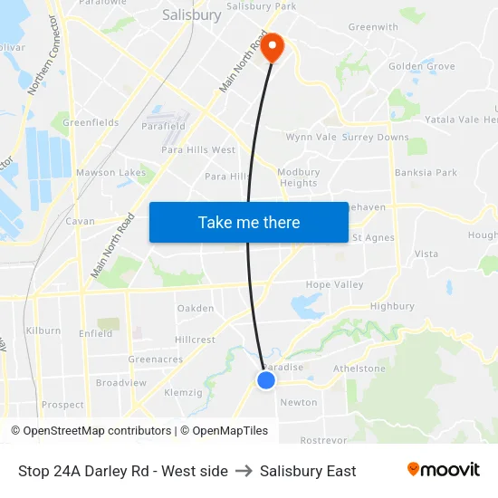 Stop 24A Darley Rd - West side to Salisbury East map