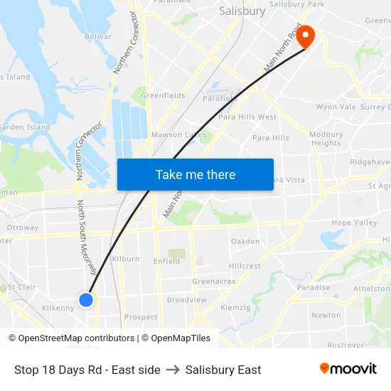 Stop 18 Days Rd - East side to Salisbury East map