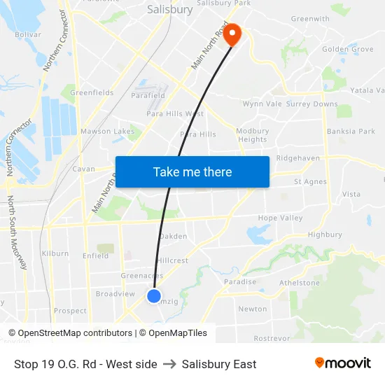 Stop 19 O.G. Rd - West side to Salisbury East map