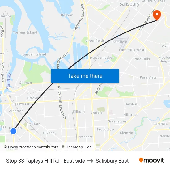 Stop 33 Tapleys Hill Rd - East side to Salisbury East map