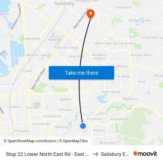 Stop 22 Lower North East Rd - East side to Salisbury East map