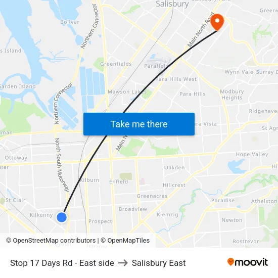 Stop 17 Days Rd - East side to Salisbury East map
