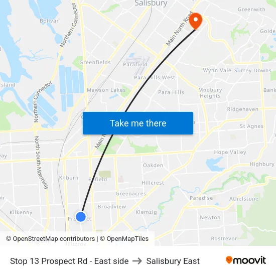 Stop 13 Prospect Rd - East side to Salisbury East map