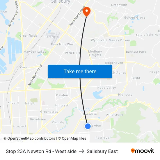 Stop 23A Newton Rd - West side to Salisbury East map