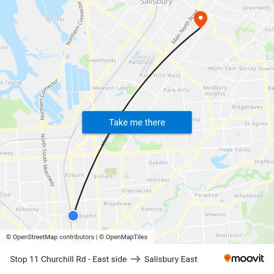 Stop 11 Churchill Rd - East side to Salisbury East map