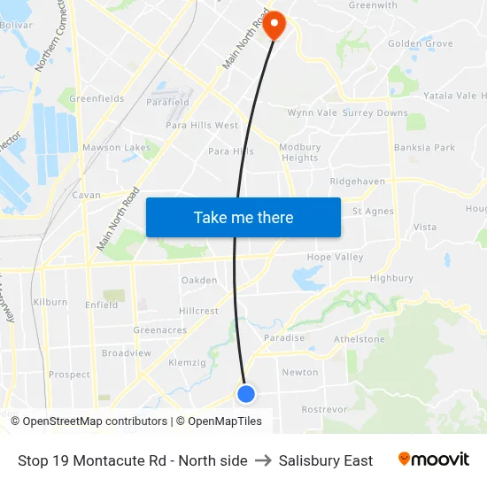 Stop 19 Montacute Rd - North side to Salisbury East map