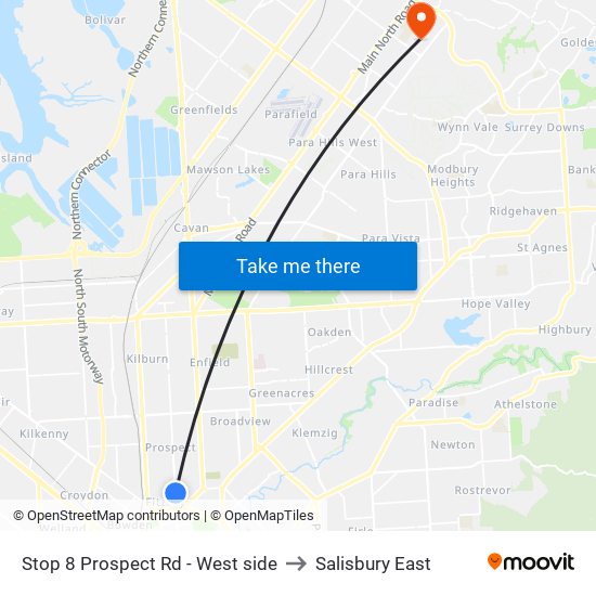 Stop 8 Prospect Rd - West side to Salisbury East map