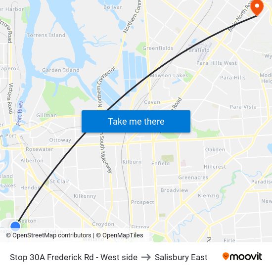 Stop 30A Frederick Rd - West side to Salisbury East map