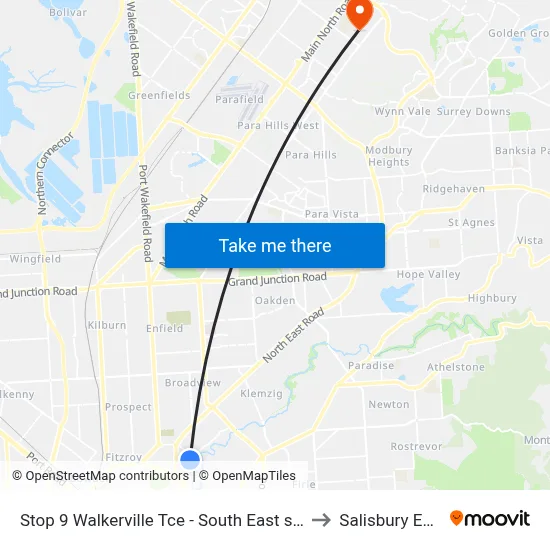 Stop 9 Walkerville Tce - South East side to Salisbury East map