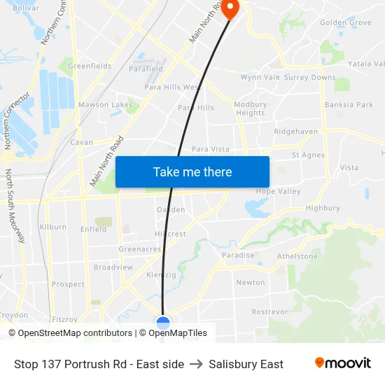 Stop 137 Portrush Rd - East side to Salisbury East map